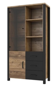 Duża Witryna Szafka LOFT do salonu 3 szuflady