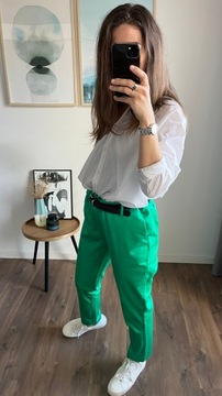 Spodnie zielone eleganckie chinosy do pracy modne klasyczne 42 L/XL