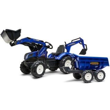 FALK TRAKTOR NEW HOLLAND NA PEDAŁY XXL KLAKSON PRZYCZEPA ŁYCHA KOPARKA