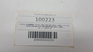 DISK HLINÍK 5X114.3 16 7J HYUNDAI I40 2011