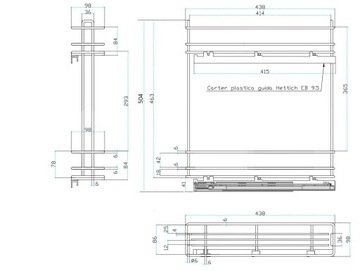 ДВУХЯРОВАЯ ГРУЗОВАЯ КОРЗИНА 150 мм БЕСШУМНОЕ ЗАКРЫВАНИЕ ИТАЛЬЯНСКИЙ СПРАВА
