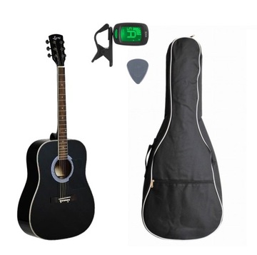 GITARA AKUSTYCZNA +POKROWIEC +TUNER +KOSTKA ZESTAW
