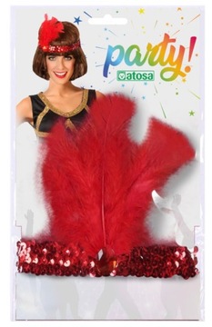 РЕТРО НАБОР КРАСНАЯ ПОВЯЗКА НА ГОЛОВУ ЖЕМЧУЖНЫЕ ПЕРЧАТКИ СИГАРИЛЬНЫЙ ШАРФ БОА