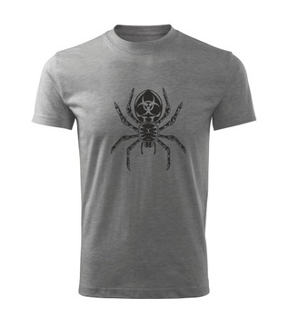 Koszulka T-shirt męska D380 BIOHAZARD PAJĄK TARANTULA ciemnoszara rozm XS