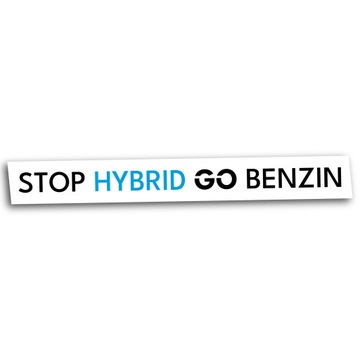 NAKLEJKA STOP HYBRID GO BENZIN NA SAMOCHÓD AUTO | 40x2,5 cm