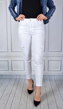 Spodnie Jeansy Jeansowe Modelujące BOJÓWKI BIAŁE #