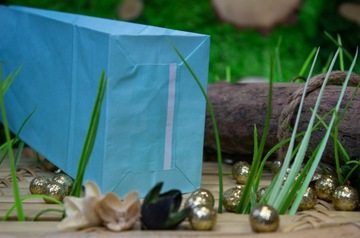 Набор 50 шт. ПОДАРОЧНЫЕ ПАКЕТЫ СИНИЕ ПАСТЕЛЬ 10х7х28 см ЭКО.