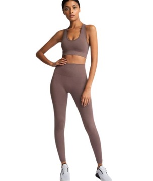 KOMPLET SPORTOWY TOP LEGGINSY FITNESS JOGA - M