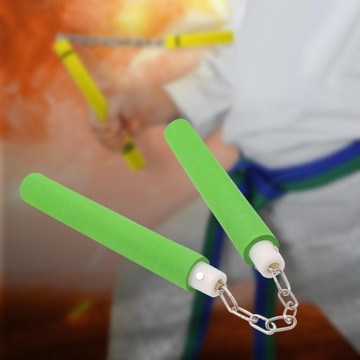 Игрушечные нунчаки для детей, железная цепочка, 10 дюймов, удобная ручка, губка зеленого цвета