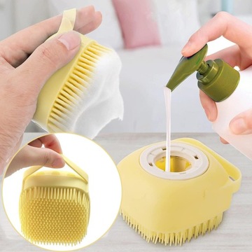 СИЛИКОНОВАЯ ЩЕТКА ДЛЯ МЫТЬЯ СОБАК И КОШЕК С ДОЗАТОРОМ ДЛЯ ШАМПУНЯ