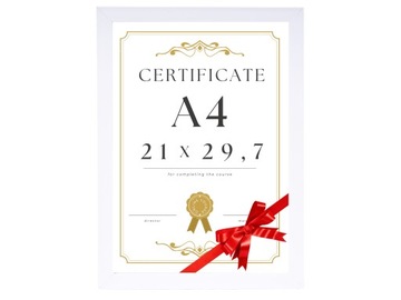 RAMKA NA ZDJĘCIA DYPLOM A4 GŁADKA BIAŁA RAMA SZKŁO