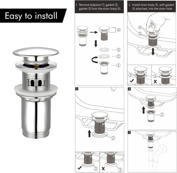 АВТОМАТИЧЕСКАЯ СИФОННАЯ ПРОБКА С ПЕРЕЛИВОМ, типа «клик-клак»