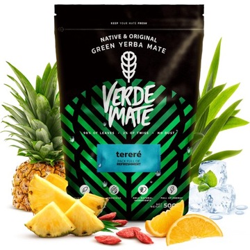 Yerba Verde Mate Green Terere 500g Owocowa z Ananas Mięta Pomarańcza Trawa