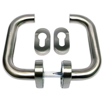 Klamka nierdzewna do furtki bramy drzwi z szyldami owal U-form inox