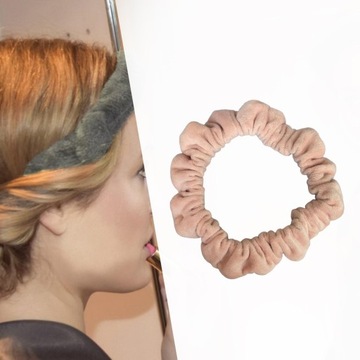 Розовая повязка на голову Scrunchies с щипцами для завивки горячим воздухом