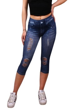 Legginsy JEANS 3D rybaczki fitness SPODENKI DZ S-M