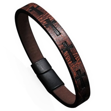 МУЖСКОЙ КОЖАНЫЙ БРАСЛЕТ-КРЕСТ