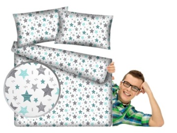 POŚCIEL BIAŁA 160x200 CM KLASYCZNA W GWIAZDKI