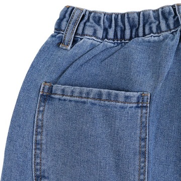 Damskie dżinsy z szerokimi nogawkami, elastyczne jasnoniebieskie