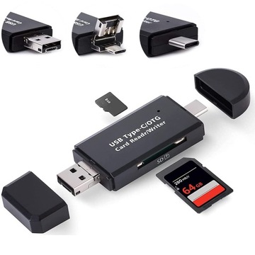 Устройство чтения карт MicroUSB 5 в 1 SD MicroSD USB TYPE-C MicroUSB TF