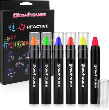 Kredki do twarzy ciała NEON UV szminka 6szt zestaw