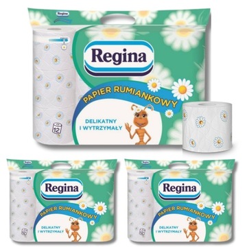 Туалетная бумага Regina с мягким ароматом ромашки, 3 слоя, 12 рулонов, 3 шт.