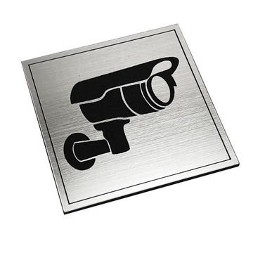 Tabliczka monitoring, piktogram kamerka, DOWOLNE ZNAKI, 8cm x 8cm