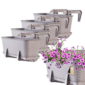 4x SKRZYNKA BALKONOWA 40cm UCHWYTY KARMELOWA