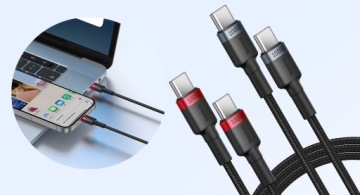 НАБОР КАБЕЛЕЙ BASEUS USB-C КАБЕЛЬ ДЛЯ БЫСТРОЙ ЗАРЯДКИ USB TYPE-C 100 Вт PD 2 ШТ.