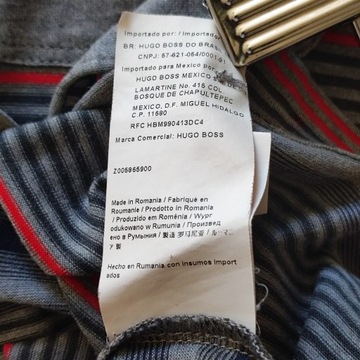 XL HUGO BOSS koszula polo regular fit mercerised paski szary czerwień