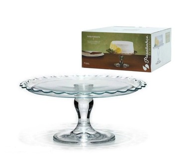 PATERA SZKLANA NA NÓŻCE CIASTO TORT OWOCE 26CM