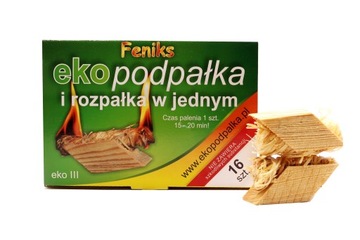 Podpałka rozpałka do kominka pieca grilla paleniska ekologiczna 16szt