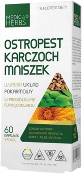 OSTROPEST KARCZOCH MNISZEK Wsparcie wątroby Medica Herbs Detoks Sylimaryna