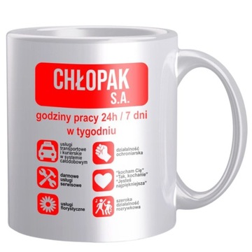 Prezent na Dzień Chłopaka Kubek z Nadrukiem Niego Polski Producent Napis
