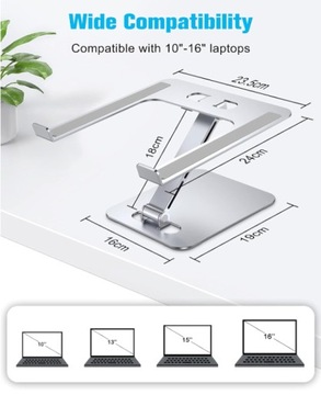 ПОДСТАВКА BABACOM ДЛЯ НОУТБУКА АЛЮМИНИЕВАЯ ПОДСТАВКА ПОЛКА 10–16 ДЮЙМОВ Серебристая