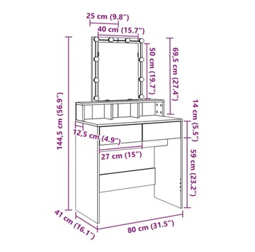 ТЮРЁМНЫЙ СТОЛИК СО СВЕТОДИОДНОЙ ПОДСВЕТКОЙ БЕТОН СЕРЫЙ 80Х41Х144.5СМ