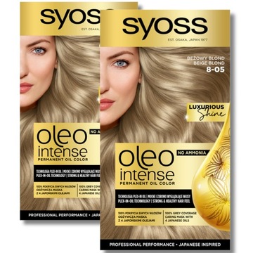 Syoss Oleo Intense Farba do Włosów Beżowy Blond 8-05 x 2