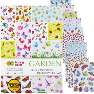 Blok dekoracyjny z motywami A4 15 różnych arkuszy 80g Happy Color