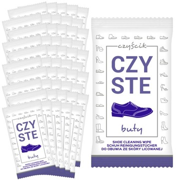 CHUSTECZKI NAWILŻONE DO OBUWIA BUTÓW ZE SKÓRY LICOWEJ 50szt