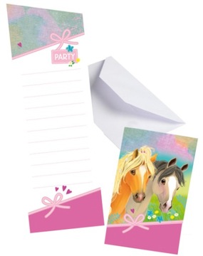 Zaproszenia z Kopertami KONIE Pony Urodziny 8szt.