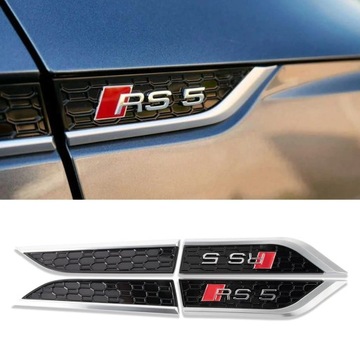 1 пара эмблем ABS RS5, боковая наклейка, накладка на бампер, наклейка на крыло, значок для Audi