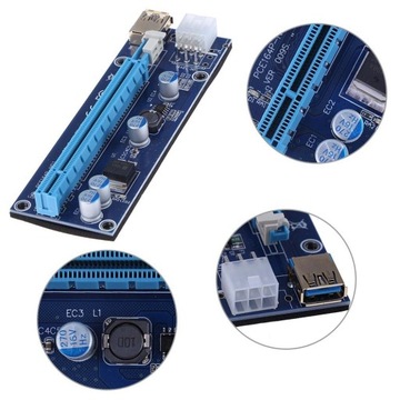 Riser rev 009S USB 3.0 PCI-E 1x-16x 6PIN SATA
