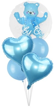 Balon Miś w balonie roczek chrzest chłopca- 5 szt