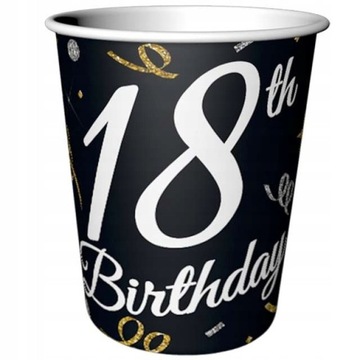 Бумажные салфетки «С ДНЕМ РОЖДЕНИЯ» 18-летие черные ЗОЛОТЫЕ 18-летие 20x