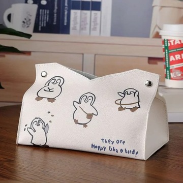 Cute Printed Tissue Case Leather Tissue Box Waterproof and Dustproof