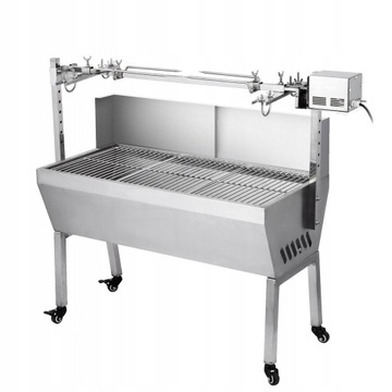 GRILL WĘGLOWY ROŻNO ROŻEN OBROTOWY STAL INOX 870mm
