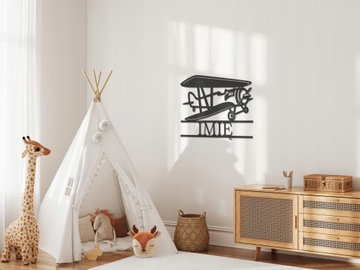 ИМЯ РЕБЕНКА НА СТЕНЕ ОТДЕЛКА ДЕТСКОЙ КОМНАТЫ, НАДПИСЬ 40 см, САМОЛЕТ