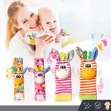 2 НОСКА-ПОГРЕМКИ 3D + 2 СЕНСОРНЫЕ ИГРУШКИ ДЛЯ ДЕТЕЙ SOZZY BANDS