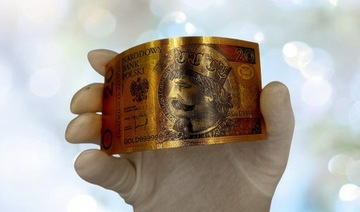Красивая коллекционная позолоченная банкнота из ПВХ номиналом 20 злотых BOLESŁAW CHROBRY