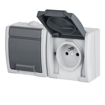 РОЗЕТКА AQUANT ДВОЙНАЯ Н/Т IP55 СЕРАЯ 1242-10